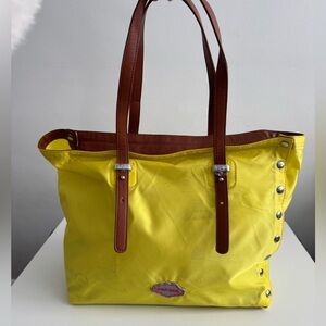 Yellow Tote with Brown Straps - POP BAG made in Italy
